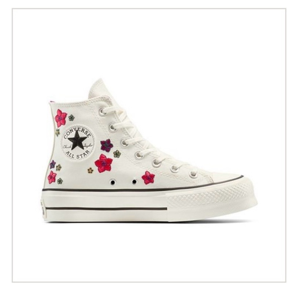 Converse Women's White and Pink Floral High-Tops